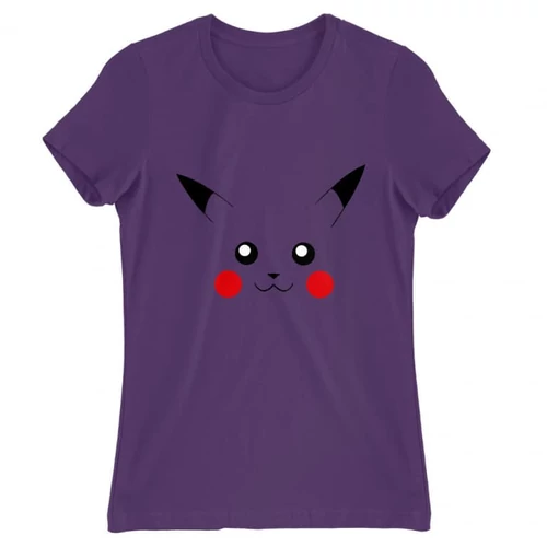 Sötétlila Pokémon női rövid ujjú póló - Pikachu face