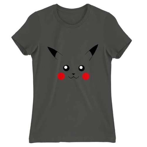 Sötétszürke Pokémon női rövid ujjú póló - Pikachu face