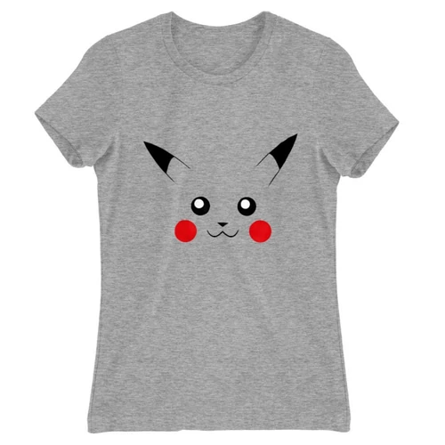 Sportszürke Pokémon női rövid ujjú póló - Pikachu face