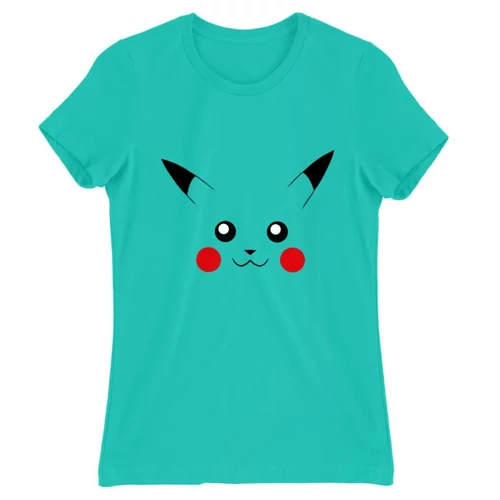 Türkiz Pokémon női rövid ujjú póló - Pikachu face