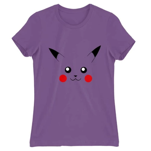 Világoslila Pokémon női rövid ujjú póló - Pikachu face