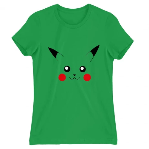 Zöld Pokémon női rövid ujjú póló - Pikachu face