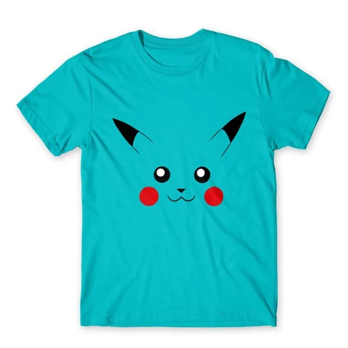 Atollkék Pokémon férfi rövid ujjú póló - Pikachu face