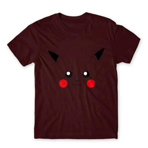 Bordó Pokémon férfi rövid ujjú póló - Pikachu face