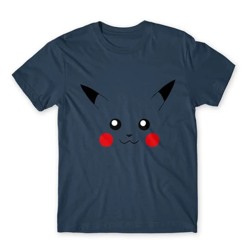 Denim Pokémon férfi rövid ujjú póló - Pikachu face