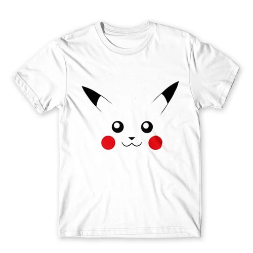 Fehér Pokémon férfi rövid ujjú póló - Pikachu face