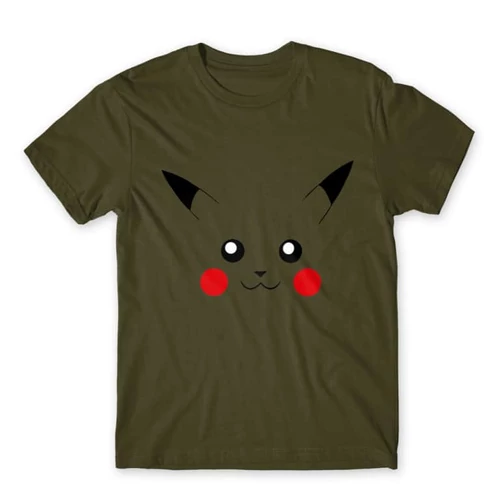 Khaki Pokémon férfi rövid ujjú póló - Pikachu face