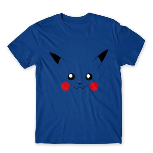Királykék Pokémon férfi rövid ujjú póló - Pikachu face