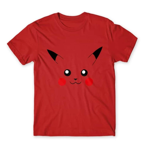 Piros Pokémon férfi rövid ujjú póló - Pikachu face