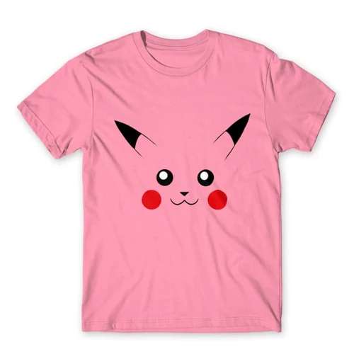 Világos rózsaszín Pokémon férfi rövid ujjú póló - Pikachu face
