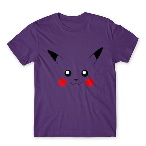 Sötétlila Pokémon férfi rövid ujjú póló - Pikachu face