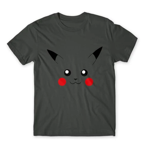 Sötétszürke Pokémon férfi rövid ujjú póló - Pikachu face