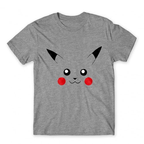 Sportszürke Pokémon férfi rövid ujjú póló - Pikachu face