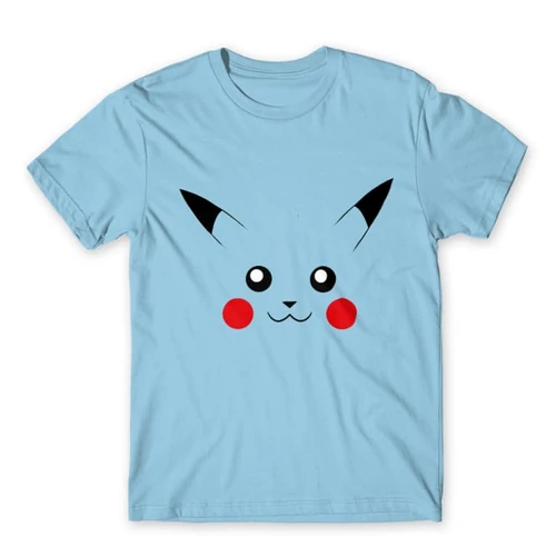 Világoskék Pokémon férfi rövid ujjú póló - Pikachu face