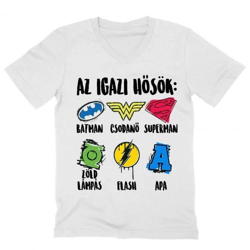 Fehér Az igazi hősök: Apa - férfi V-nyakú póló