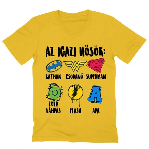 Sárga Az igazi hősök: Apa - férfi V-nyakú póló