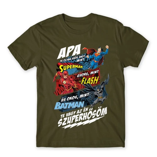Khaki Apa, Te vagy az én szuperhősöm - DC Comics hősök - férfi rövid ujjú póló