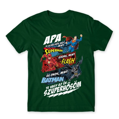 Sötétzöld Apa, Te vagy az én szuperhősöm - DC Comics hősök - férfi rövid ujjú póló