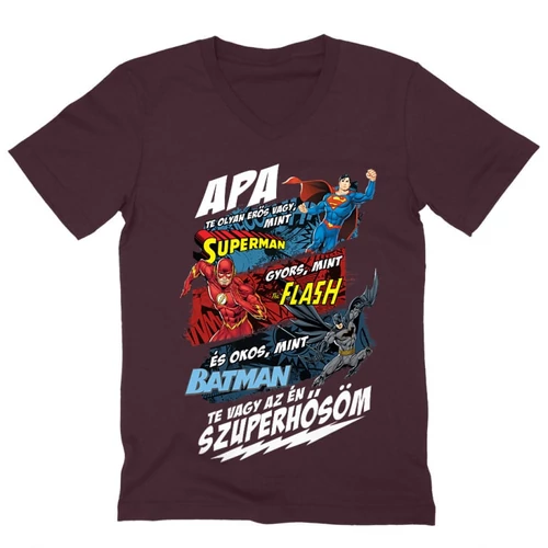 Bordó Apa, Te vagy az én szuperhősöm - DC Comics hősök - férfi V-nyakú póló