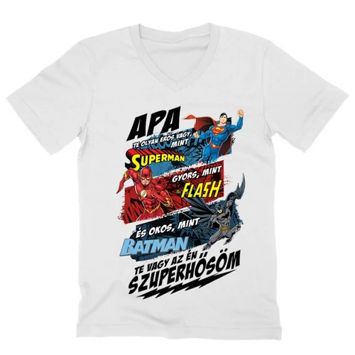 Fehér Apa, Te vagy az én szuperhősöm - DC Comics hősök - férfi V-nyakú póló