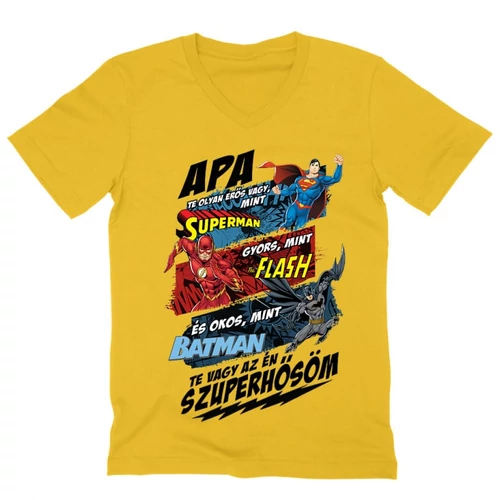 Sárga Apa, Te vagy az én szuperhősöm - DC Comics hősök - férfi V-nyakú póló