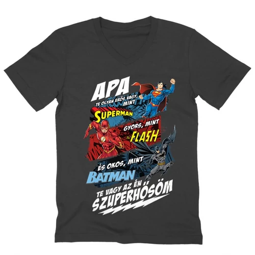Sötétszürke Apa, Te vagy az én szuperhősöm - DC Comics hősök - férfi V-nyakú póló