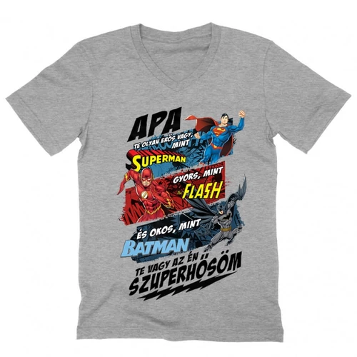Sportszürke Apa, Te vagy az én szuperhősöm - DC Comics hősök - férfi V-nyakú póló