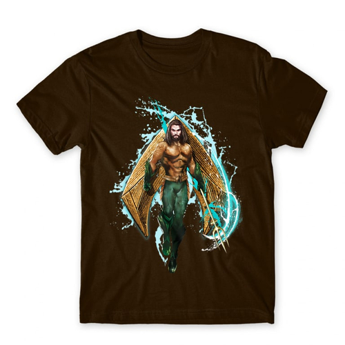 Barna Aquaman férfi rövid ujjú póló - Logó