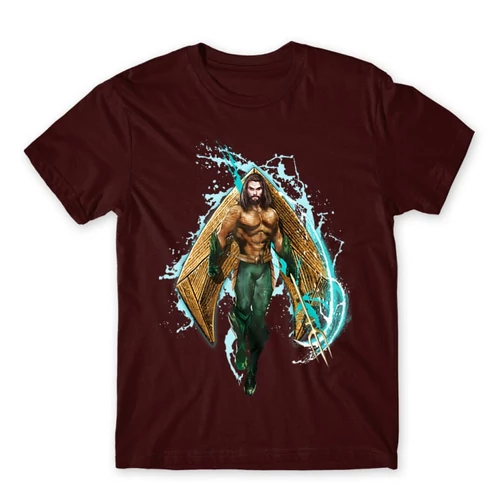 Bordó Aquaman férfi rövid ujjú póló - Logó