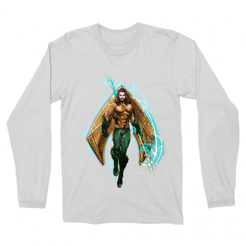 Fehér Aquaman férfi hosszú ujjú póló - Logó
