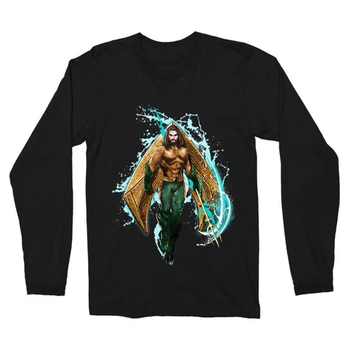 Fekete Aquaman férfi hosszú ujjú póló - Logó