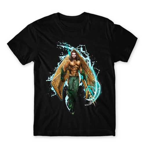 Fekete Aquaman férfi rövid ujjú póló - Logó