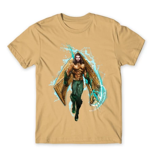 Homok Aquaman férfi rövid ujjú póló - Logó