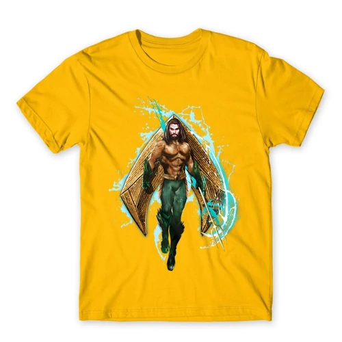 Sárga Aquaman férfi rövid ujjú póló - Logó