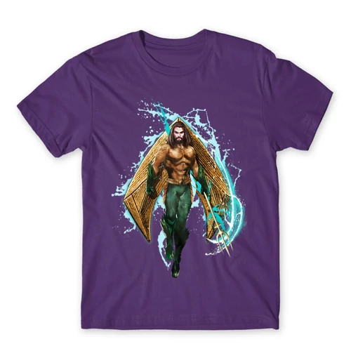 Sötétlila Aquaman férfi rövid ujjú póló - Logó