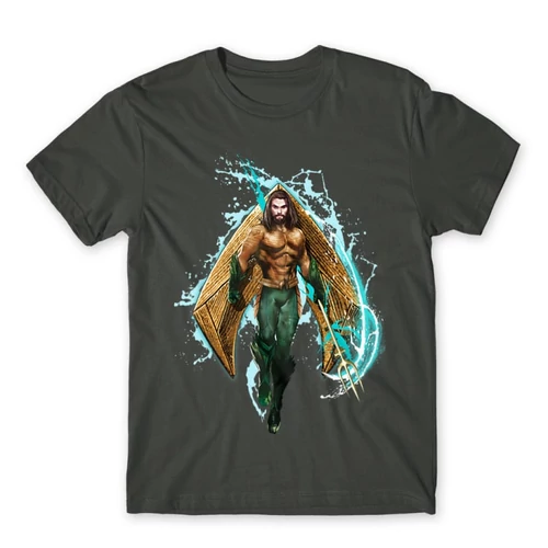 Sötétszürke Aquaman férfi rövid ujjú póló - Logó