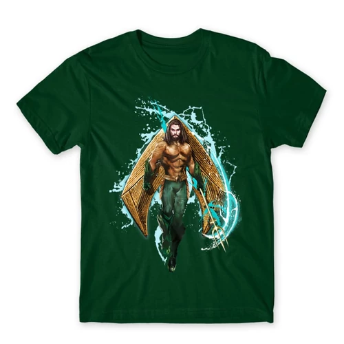 Sötétzöld Aquaman férfi rövid ujjú póló - Logó