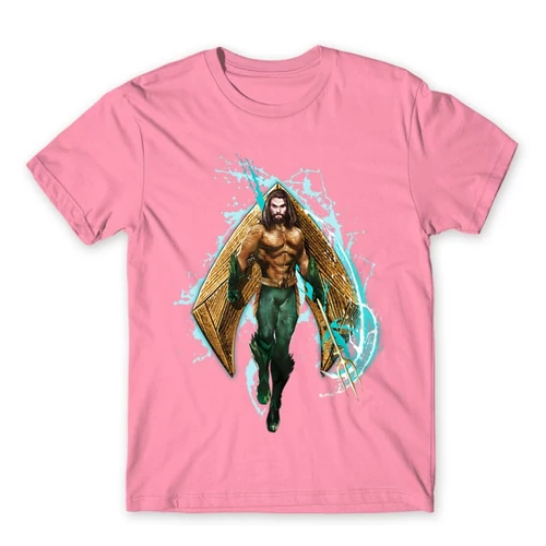Világos rózsaszín Aquaman férfi rövid ujjú póló - Logó