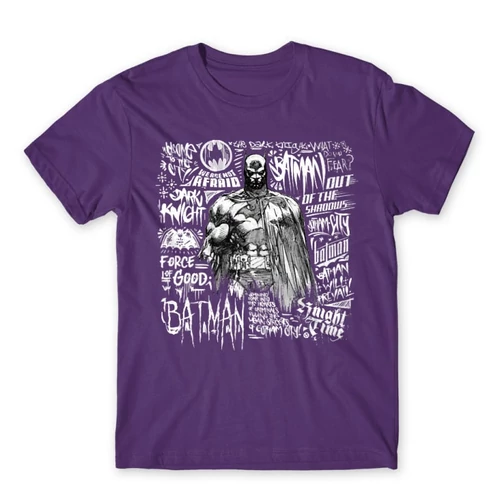 Sötétlila DC Comics Batman férfi rövid ujjú póló - Graphic