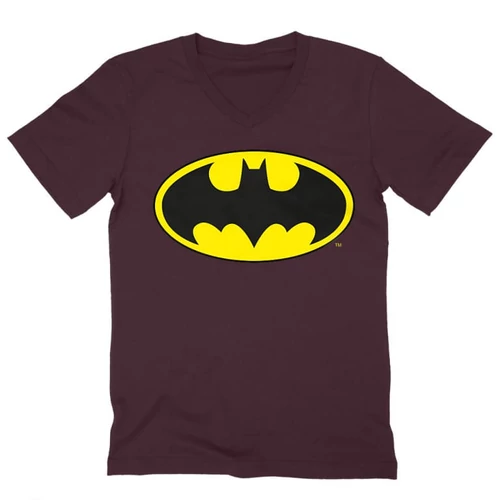 Bordó Batman férfi V-nyakú póló - Logó