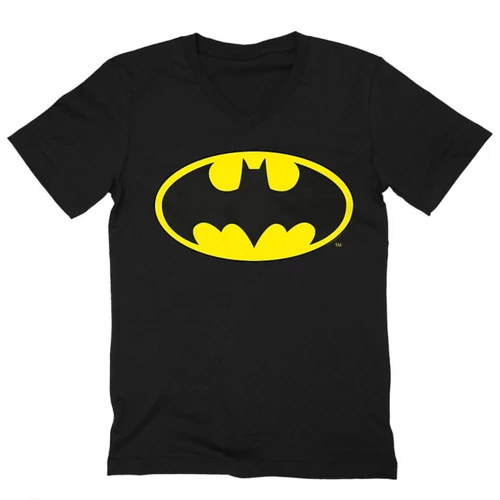 Fekete Batman férfi V-nyakú póló - Logó