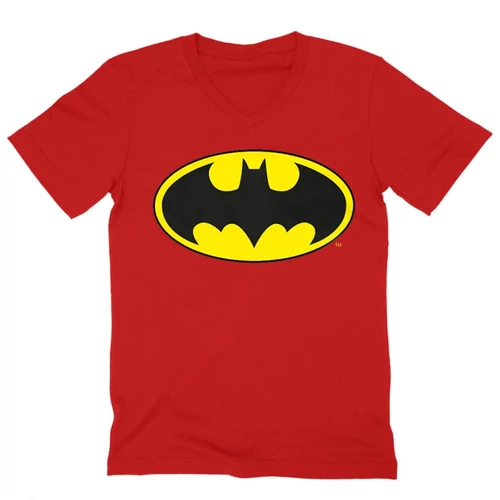 Piros Batman férfi V-nyakú póló - Logó
