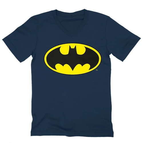 Sötétkék Batman férfi V-nyakú póló - Logó