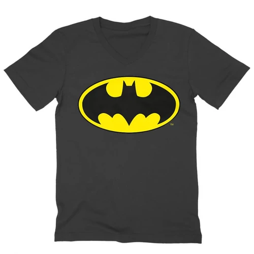 Sötétszürke Batman férfi V-nyakú póló - Logó