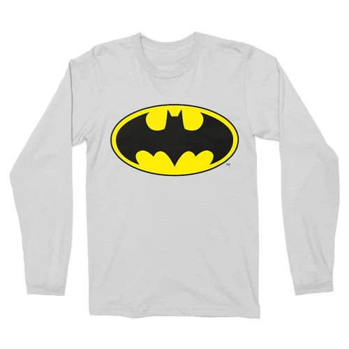Fehér Batman férfi hosszú ujjú póló - Logó