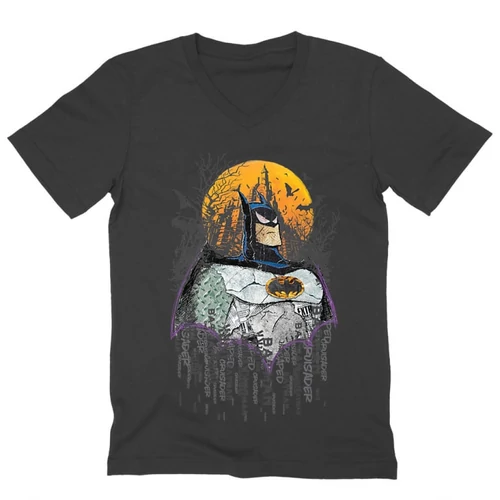 Sötétszürke Batman férfi V-nyakú póló - Batman Comic Grunge