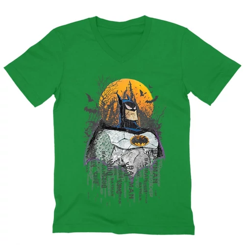 Zöld Batman férfi V-nyakú póló - Batman Comic Grunge