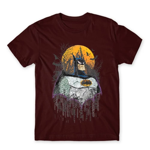 Bordó Batman férfi rövid ujjú póló - Batman Comic Grunge