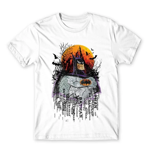 Fehér Batman férfi rövid ujjú póló - Batman Comic Grunge