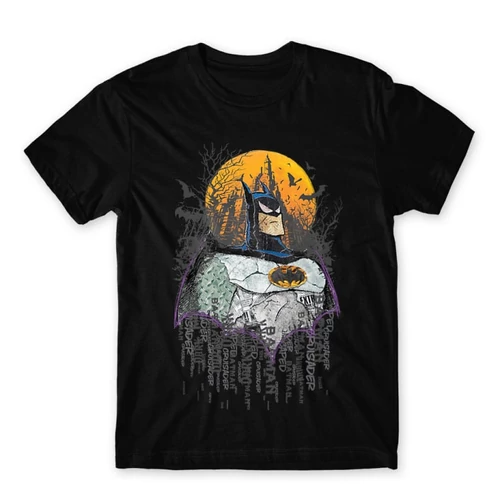 Fekete Batman férfi rövid ujjú póló - Batman Comic Grunge